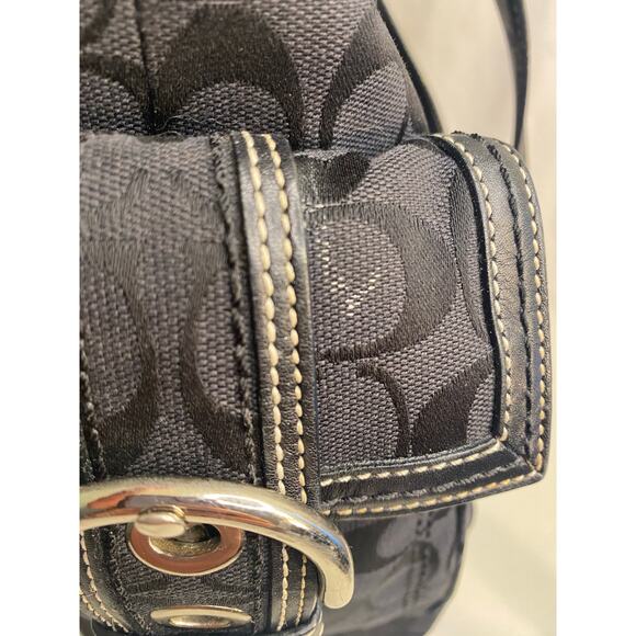 Vintage Coach Signature Carryall Shoulder Tote Bag Black Canvas Tote Large - Picture 7 of 16